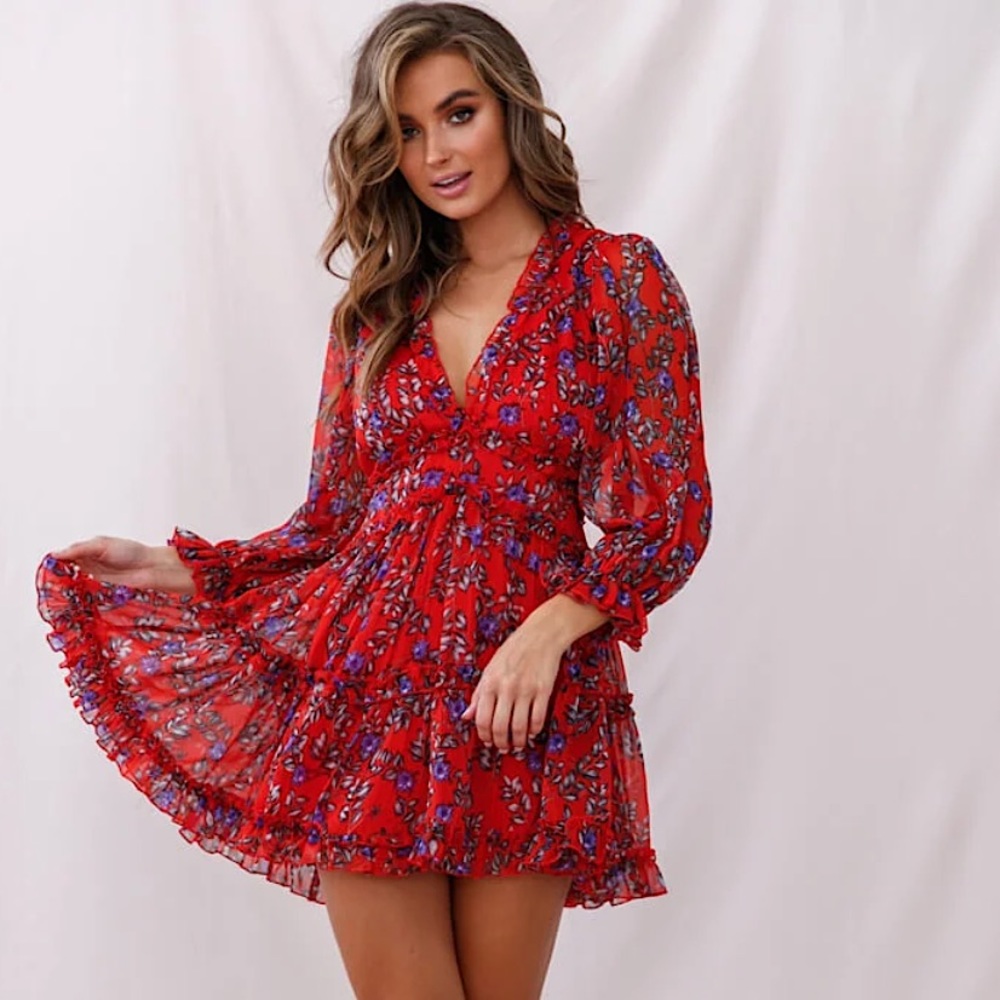 Saints & Secrets Red Floral Dress